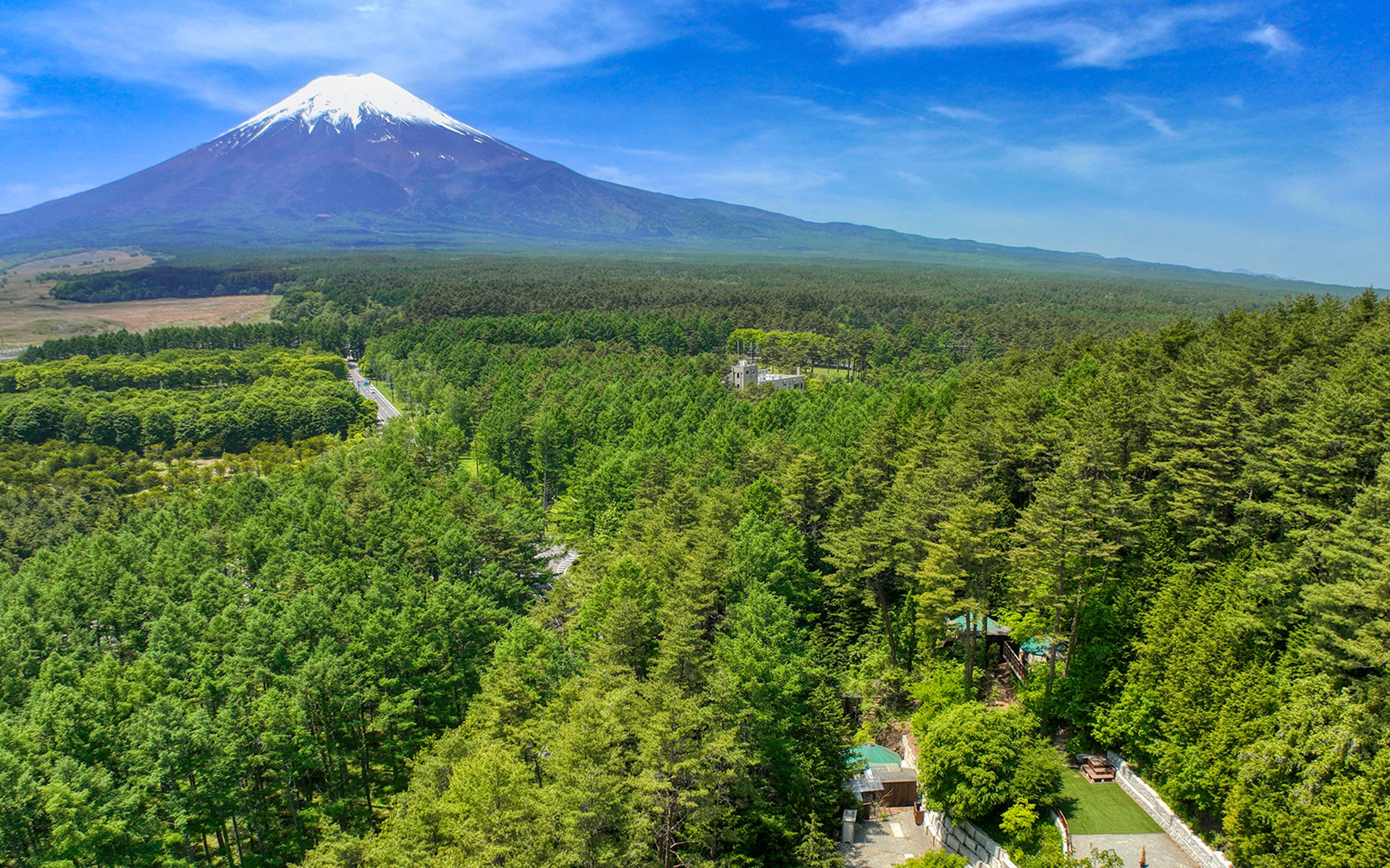 富士北麓の原生林にたたずむ隠れ家
